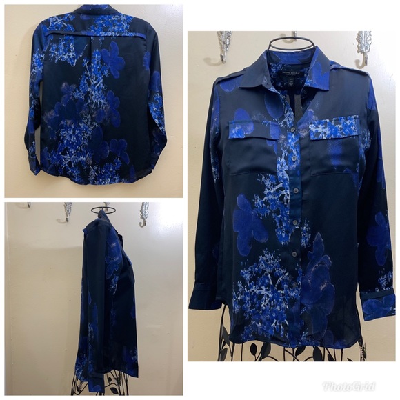 Banana Republic | Blue Floral Dillan Long Top XXS - Picture 3 of 8